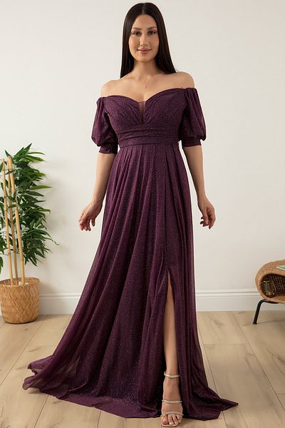 PULLIMM Waist Chest Pleated Long Tulle Evening Dress 39642