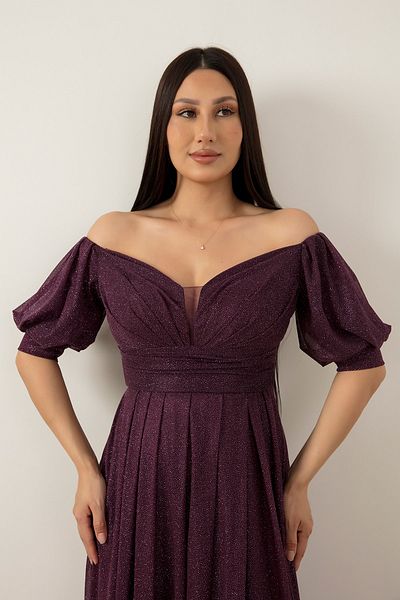 PULLIMM Waist Chest Pleated Long Tulle Evening Dress 39642