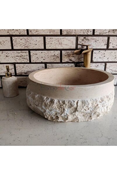 banyodecor Traverten Natural Patlatma Mermer Lavabo
