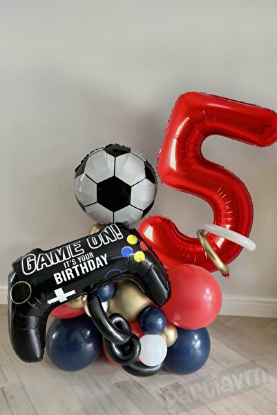 PARTİAVM Football Themed Balloon Set Soccer Concept Football Ball with Number...