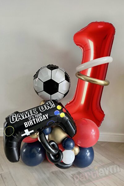 PARTİAVM Football Themed Balloon Set Soccer Concept Football Ball with Number...