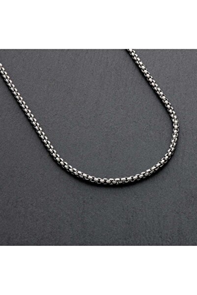 Cozy Bijuteri Men's Knitted Chain Silver Gray Steel Necklace
