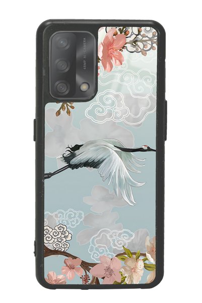 Spoyi Oppo A74 Glossy Phone Case with Watercolor Stork Design