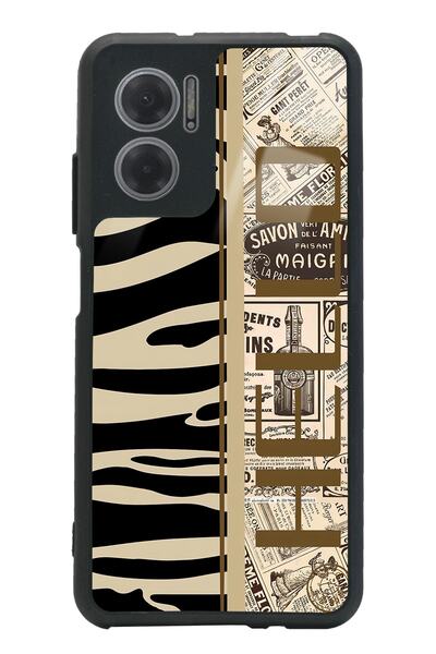 Spoyi Xiaomi Redmi Note 11E Zebra Gazete Tasarımlı Glossy Telefon Kılıfı