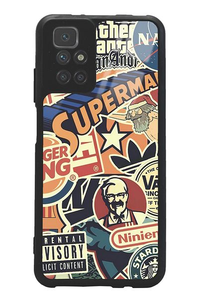 Spoyi حافظة هاتف لامعة بتصميم العلامة التجارية Xiaomi Redmi 10 Retro