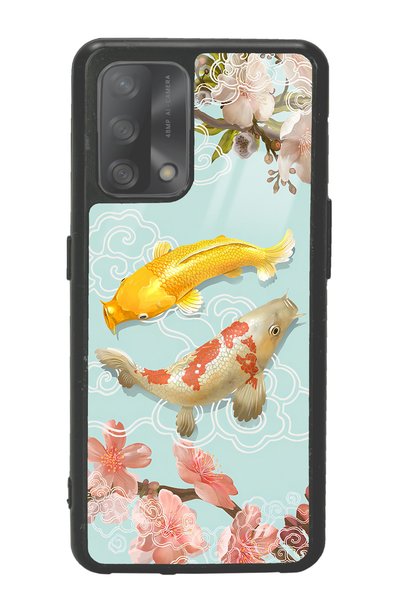 Spoyi حافظة هاتف لامعة بتصميم كoi Fish لهاتف اوبو A74