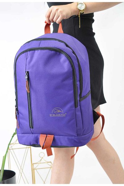Sellini Μαύρο μεγάλο αδιάβροχο ύφασμα Imperteks Unisex Μωβ σακίδιο πλάτης και σχολική τσάντα 334