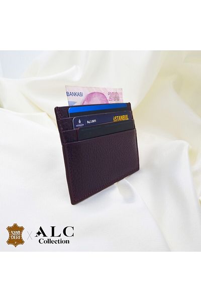 ALC Collection Claret Red Color Genuine Leather Thin Classic Unisex Card Holder Wallet