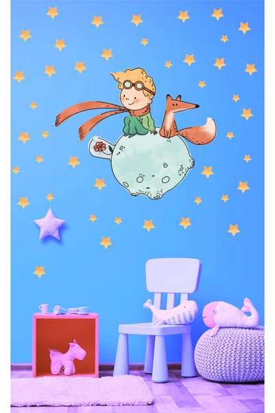 efekt reklam Colorful Children and Stars Children's Baby Room Wall Sticker Decoration Adhesive Sticker Set