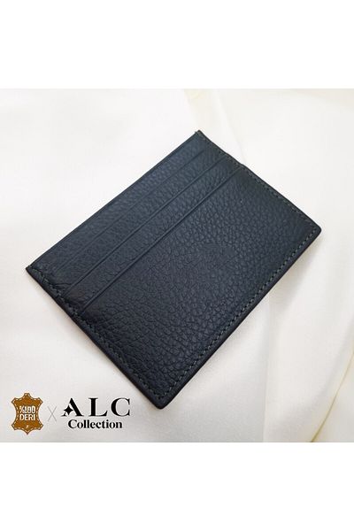 ALC Collection Genuine Leather Float Pattern Green Thin Unisex Classic Card Holder Wallet