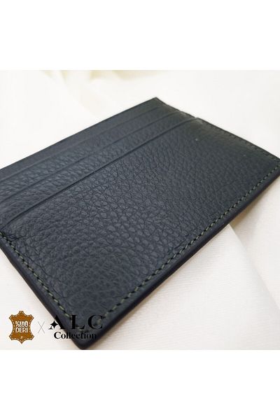 ALC Collection Genuine Leather Float Pattern Green Thin Unisex Classic Card Holder Wallet
