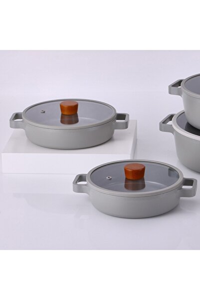NEOFLAM Fika Aluminum Casting 2-Piece Saucepan Set with Glass Lid Gray 20-22 cm