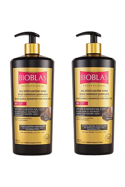 Bioblas 1000 Ml Black Garlic Shampoo - 2 Pieces Anti-hair Loss