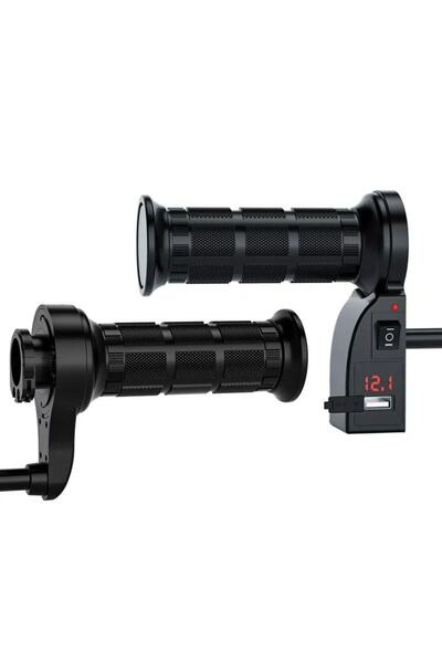 MOTOANL Motosiklet Elcik Isıtmalı 2 Kademeli Çift Ayarlı Isı Derece Göstergesi Motor Isıtmalı Elcik