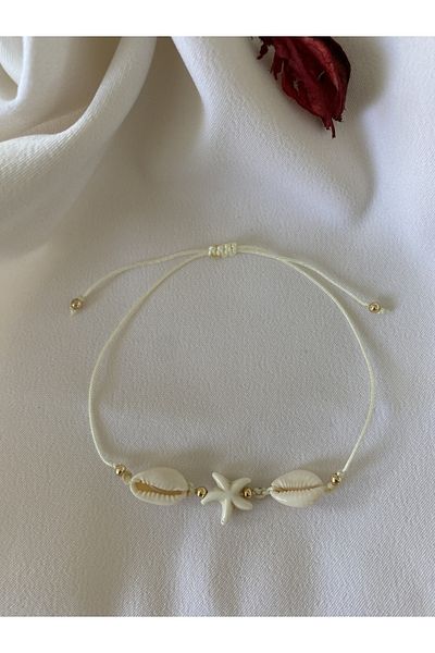 BeryDenz Cream Anklet with Seashells and Stars