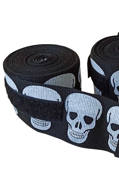 SPORIO επίδεσμος πυγμαχίας Big Skulls Skull 5 Yards Boxing Bandage Μαύρος
