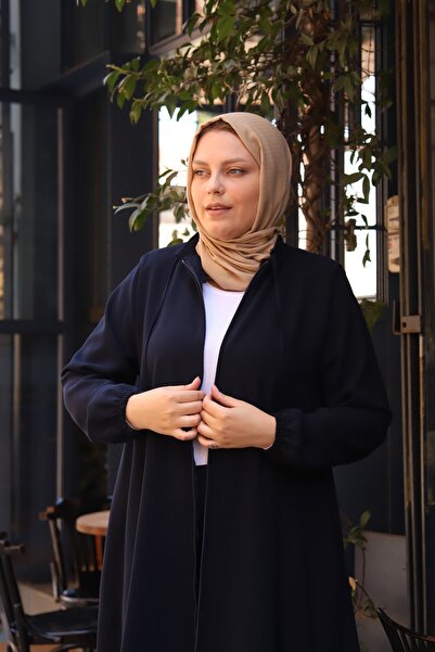 ECALAMODE Summer Sleeve Elastic Collar Lace Up Large Size Mevlana Blue Ferace