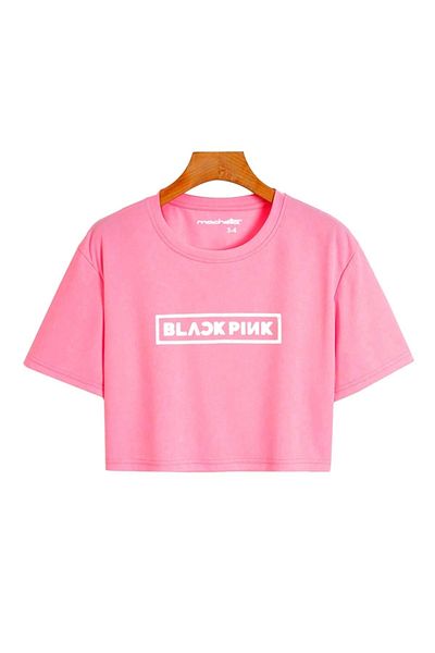 Keywest Κοριτσίστικο μαύρο ροζ εμπριμέ T-shirt Crop μπλούζα