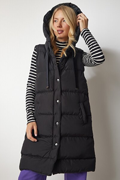 Happiness İstanbul Γυναικείο μακρύ φουσκωτό με κουκούλα VP00003