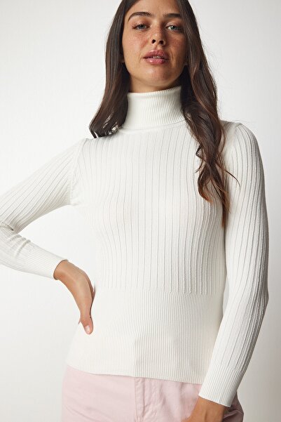 Happiness İstanbul Γυναικείο πουλόβερ Basic με κοκάλινο ζιβάγκο bv00095