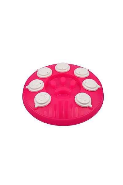 Glipet Cat Dog Puzzle and Slow Food Bowl Neonfuchsia-White