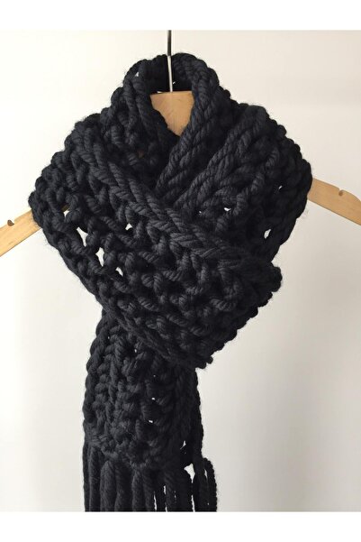 Mora Örgü وشاح Mora Knit محبوك يدويًا 100% من الصوف الخالص بخيوط سميكة وشرابا...
