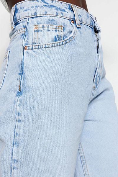 SHEVEGA Blue Lycra cu talie înaltă Blugi cu picioare largi Blugi