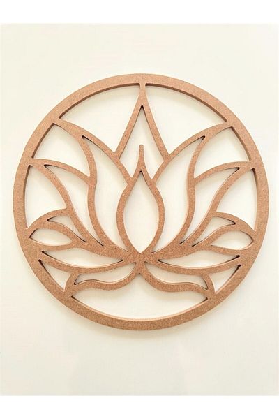 DEKOLOBİ Lotus 30 cm - 6 mm ακατέργαστη τροχαλία MDF μπορεί να ζωγραφιστεί, μοτίβο λουλουδιών