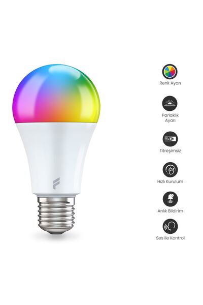Fonri Akıllı Led Ampul (16.7 MİLYON RENK) Ve Kablosuz Kapı Pencere Sensörü Seti, Wifi, Uzaktan Takip