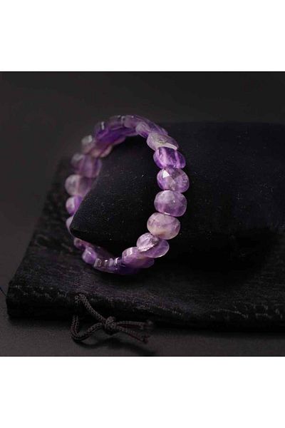 MYTAKIAĞACIMFH Amethyst Stone Bracelet - Natural Stone and Roleks Style Elastic Virtual