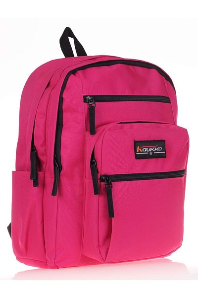 KAUKKO Rucsac pentru școală și agrement cu buzunar complet - fucsia