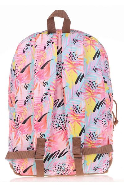 KAUKKO Safari School and Casual Backpack - Roza Flowers - Girl - Junior and High School