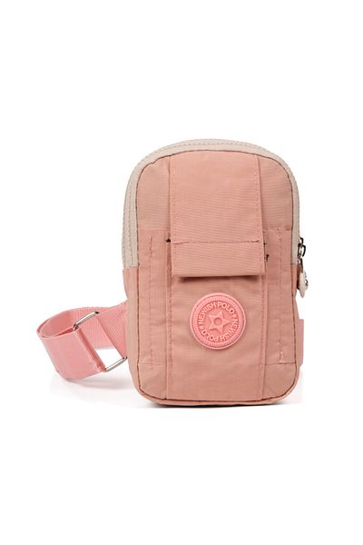Newish Unisex Crinkle Fabric Mini Shoulder Bag with Phone Compartment for Sports and Daily Use