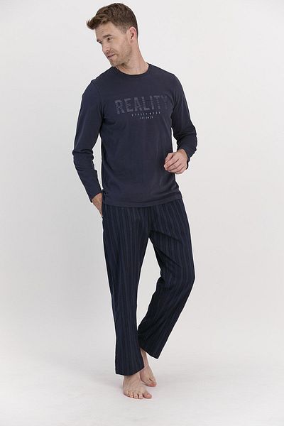 Arnetta Ανδρικό μακρυμάνικο σετ πιτζάμες Reality Navy Blue