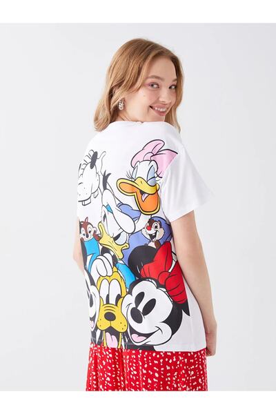 LC Waikiki Γυναικείο κοντομάνικο μπλουζάκι LCW Casual Crew Neck Disney με τύπωμα