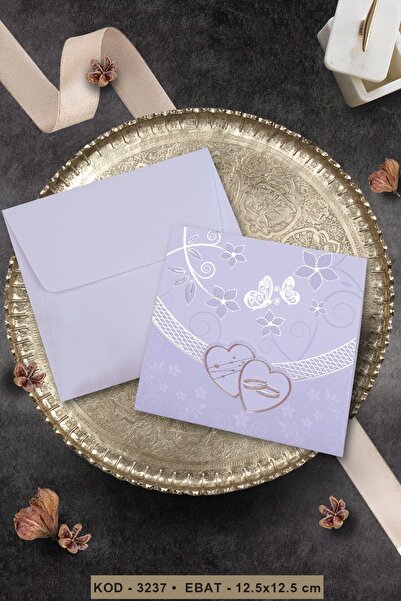 Cem Davetiye Düğün Nişan Nikah Kına Davetiyesi 3237 (100 ADET) Baskı Dahil