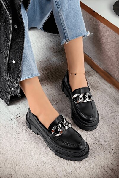 DURUNUN BUTİĞİ Loafer Черни кожени обувки за ежедневна употреба Loafer Дамски обувки