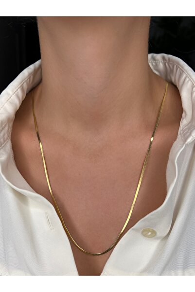 60cm Gold Color Flat Steel Italian Chain Necklace