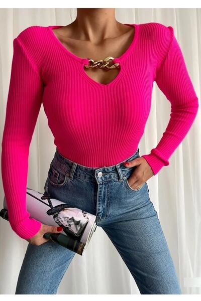 Secret Passion Lingerie Zincir Aksesuar Detaylı Uzun Kollu Triko Kazak