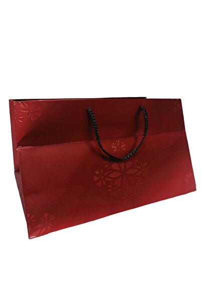 UNİSEL Bordo Kısmi Laklı 25' Li Adet Karton Çanta Cnt888 - 260x340x200