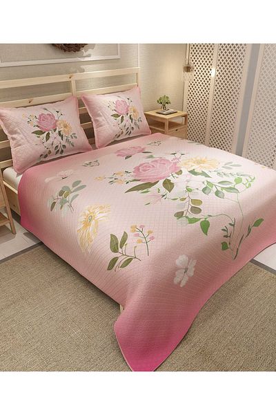 MonoHome Pique Set Cotton Double Jacquard Woven Bedspread Pink Rose