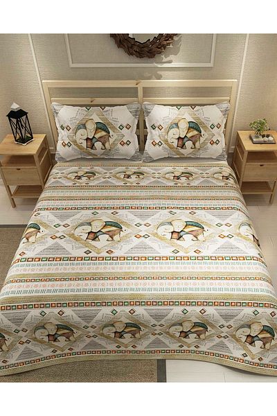 MonoHome Pique Set Cotton Double Jacquard Woven Bedspread Vintage Elephant