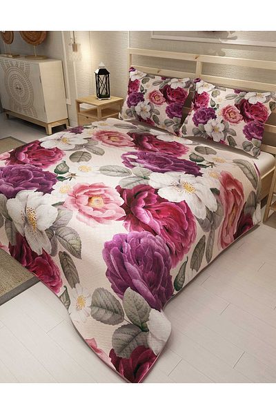 MonoHome Pique Set Cotton Double Jacquard Woven Bedspread Flower Dream