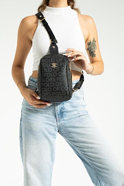 ImPolo حقيبة خصر وحقيبة كروس نسائية من إمبولو ليليان باللون الأسود مقاس 25x16
