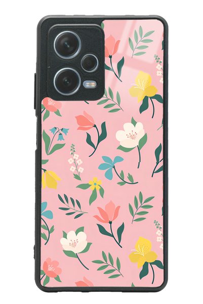 Spoyi Xiaomi Redmi Note 12 Pro 5g Pinky Flowers Design Glossy Phone Case