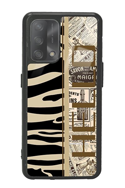 Spoyi Oppo A74 Zebra Gazete Tasarımlı Glossy Telefon Kılıfı