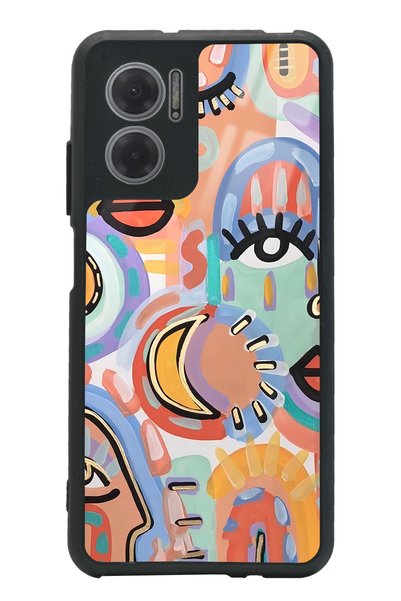 Spoyi حافظة هاتف لامعة لهاتف Xiaomi Redmi Note 11E بتصميم عين ريترو بألوان مائية