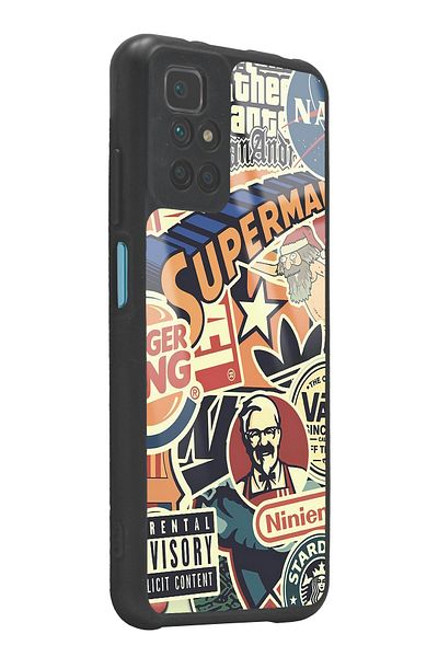 Spoyi حافظة هاتف لامعة بتصميم العلامة التجارية Xiaomi Redmi 10 Retro
