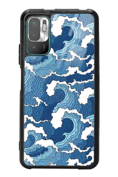 Spoyi Xiaomi Redmi Note 10 5g Uyumlu Mavi Dalga Tasarımlı Glossy Telefon Kılıfı