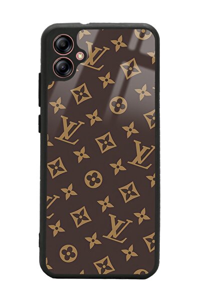 Spoyi Samsung A04 Kahverengi LV Tasarımlı Glossy Telefon Kılıfı